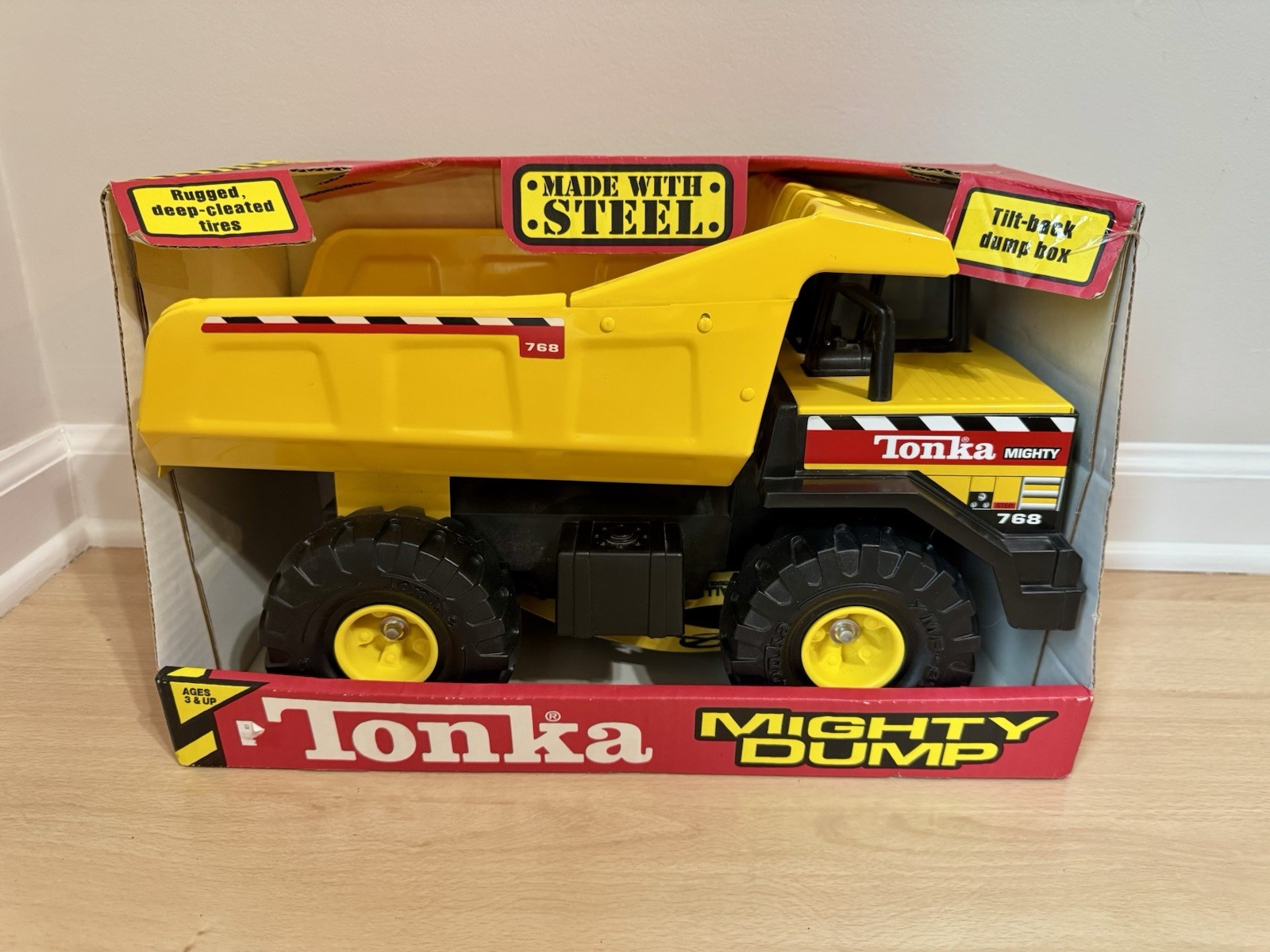 NIB Mighty Tonka #768 Pressed Steel 17″ Dump Truck 2001 NOS in Orig Box