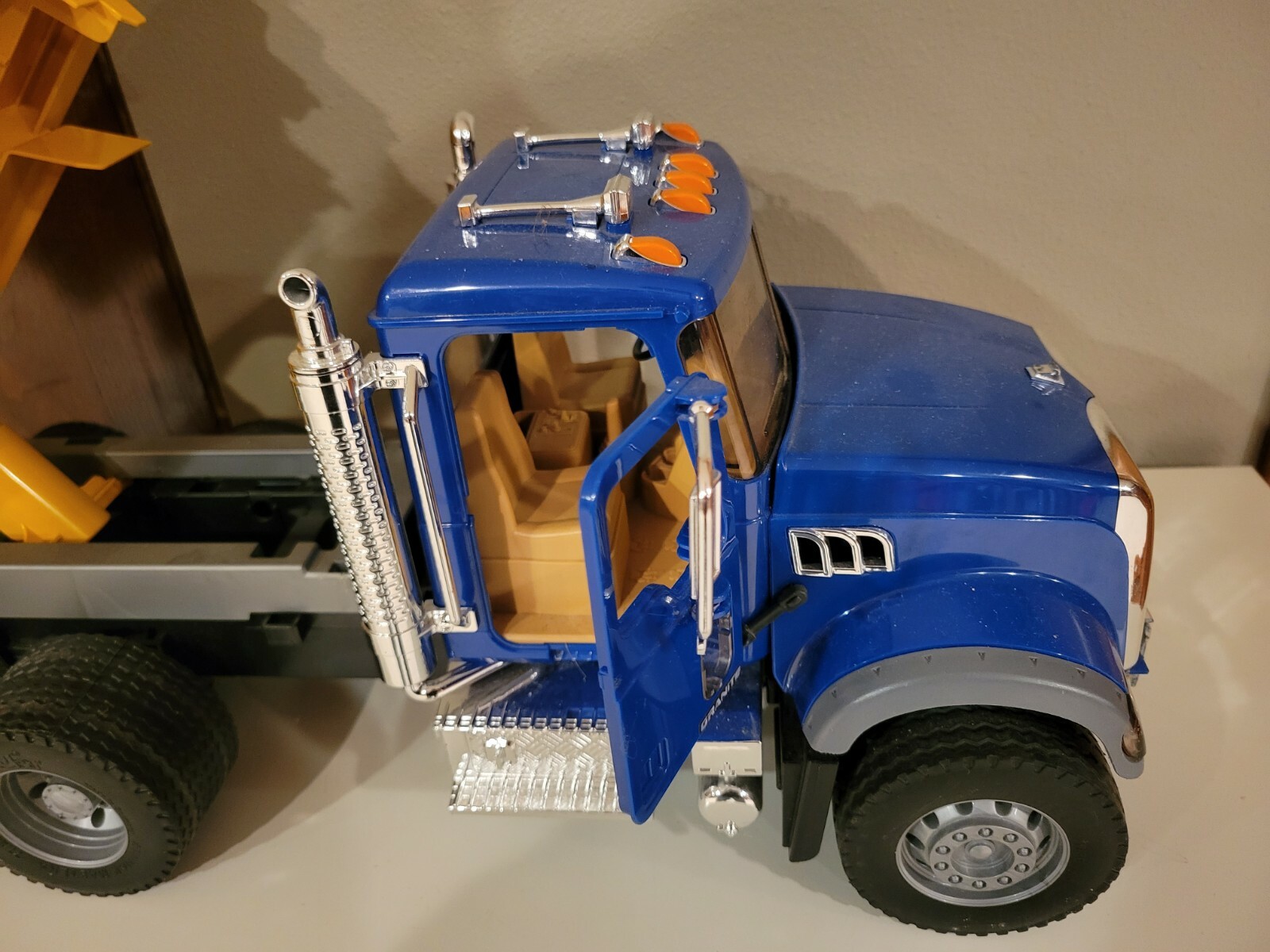 Bruder Used Loose Large Toy Blue Mack Dump Truck Incomplete W/Wear Germany Read