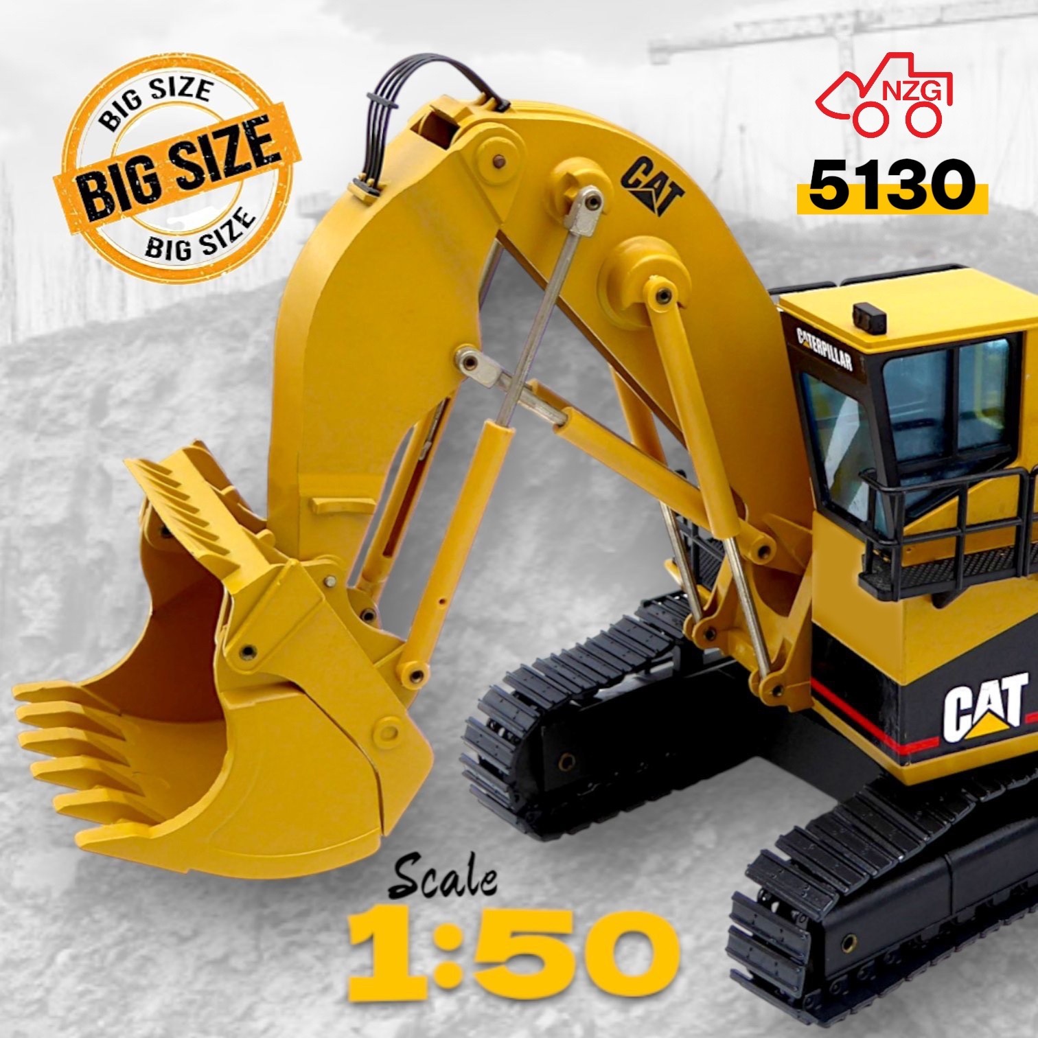 NZG Art. 391 – Big Size Scale 1:50 – Caterpillar Model Mod. 5130 Shovel
