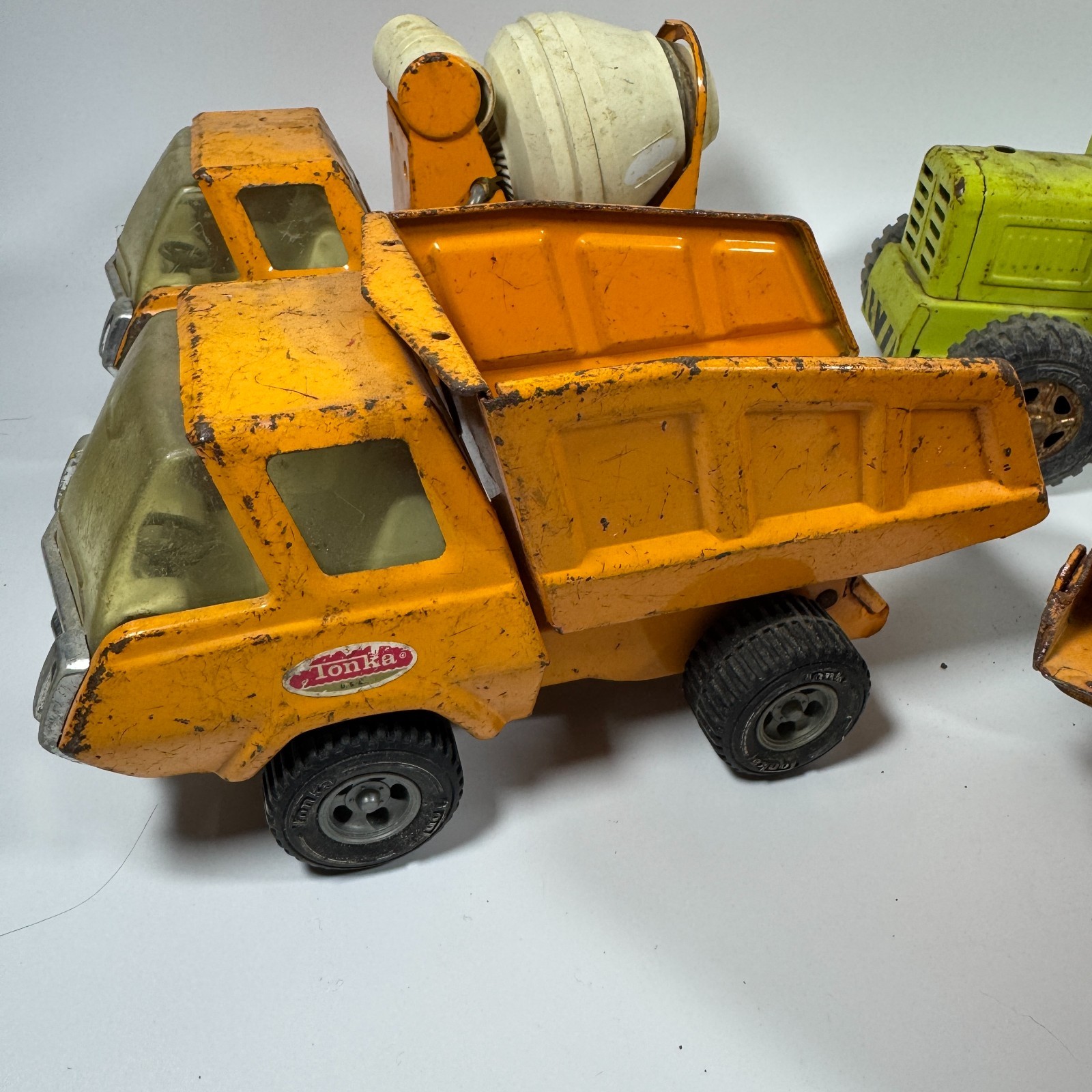 Vintage Tonka Construction Toy Lot 4 Dump Truck Cement Mixer Loader Road Grader