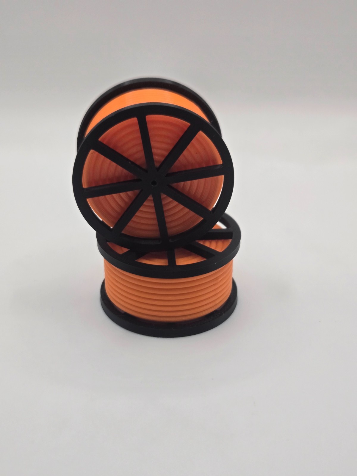 Custom 1/50 Scale Black Cable Reel With Orange Conduit Spool