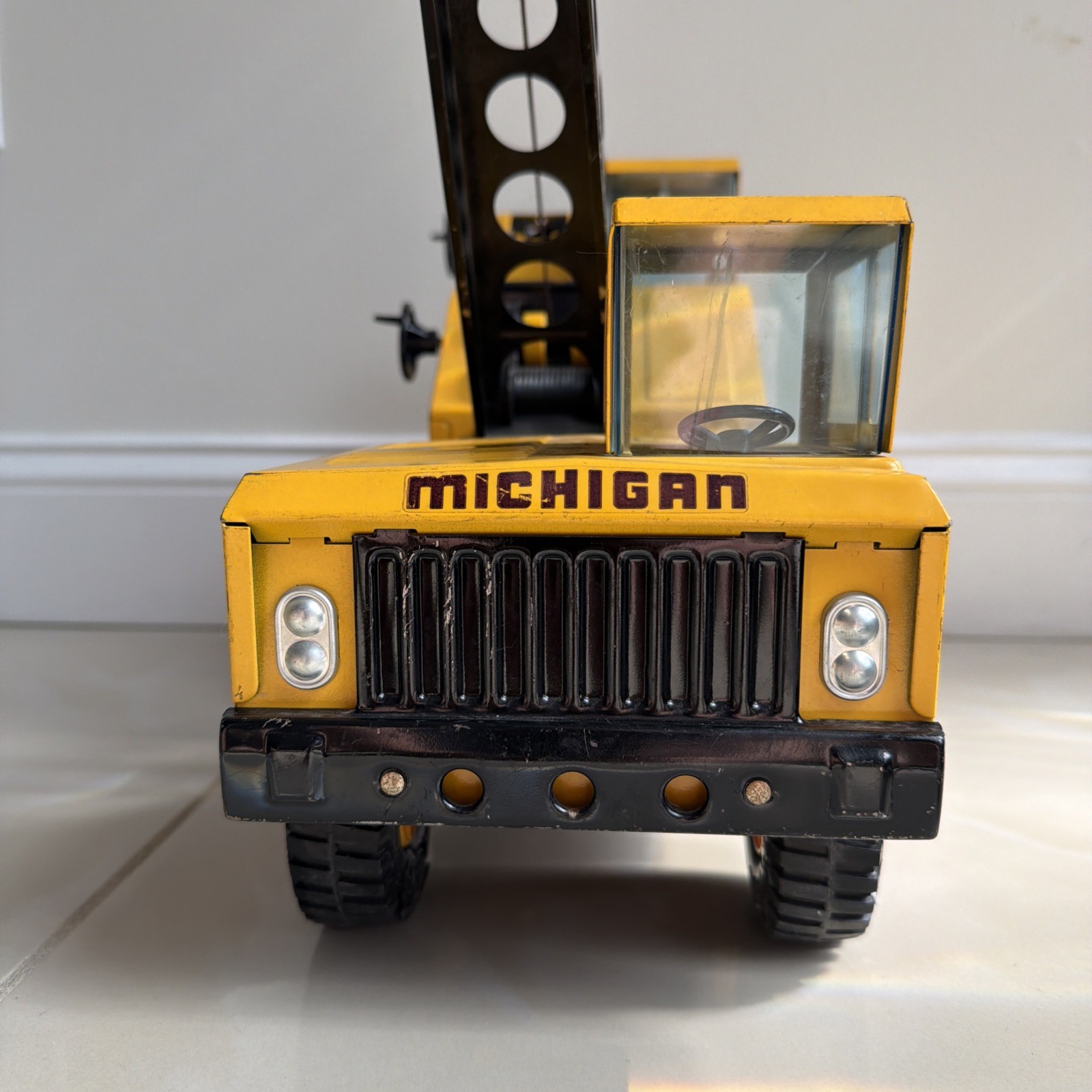 Vintage 1970s Nylint Michigan Crane Truck with Clam Bucket Shovel