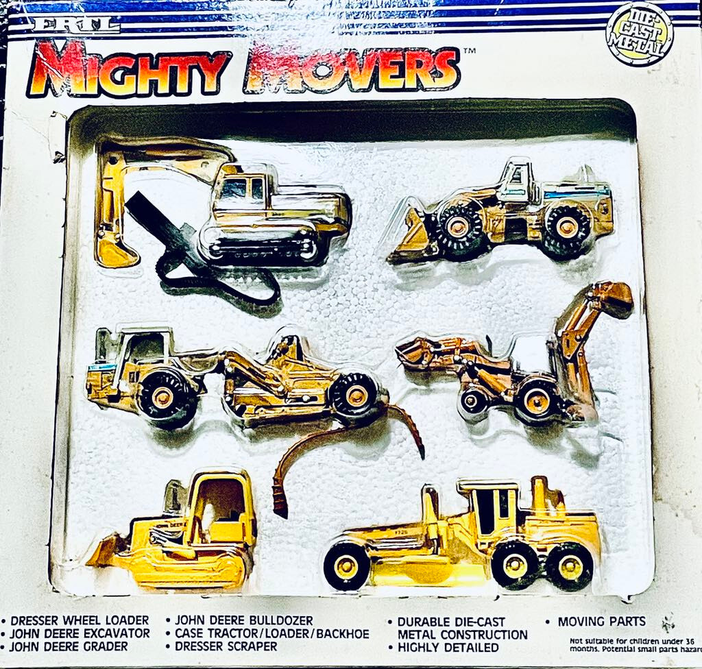 ERTL 6PC. MIGHTY MOVERS VINTAGE 1989 DIE CAST METAL CONSTRUCTION SET (RARE)