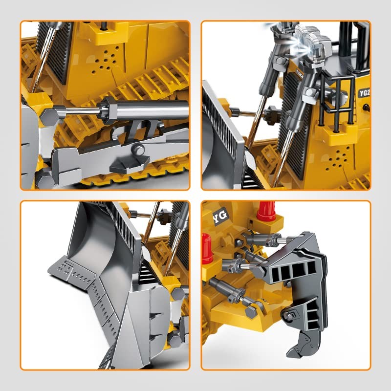 Rc Bulldozer Toys for BoysConstruction Remote Control Bulldozer with Metal Bull