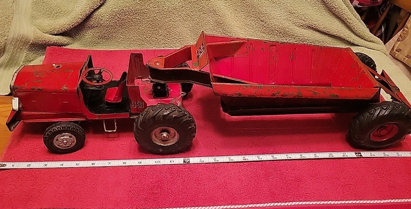Doepke Model Toys Rossmoyne Euclid Bottom Dump Earth Mover Hauler Red 28″ 1950s
