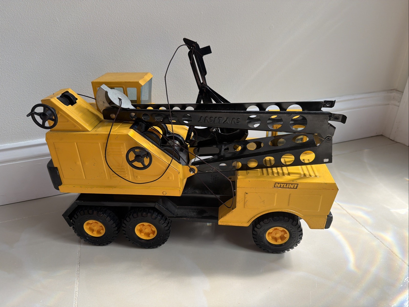 Vintage 1970s Nylint Michigan Crane Truck with Clam Bucket Shovel
