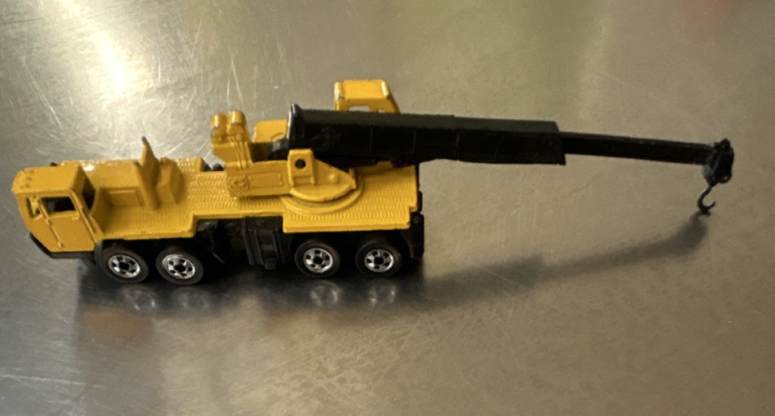 Matchbox Diecast Yellow Black Crane Truck Toy with Boom and Hook