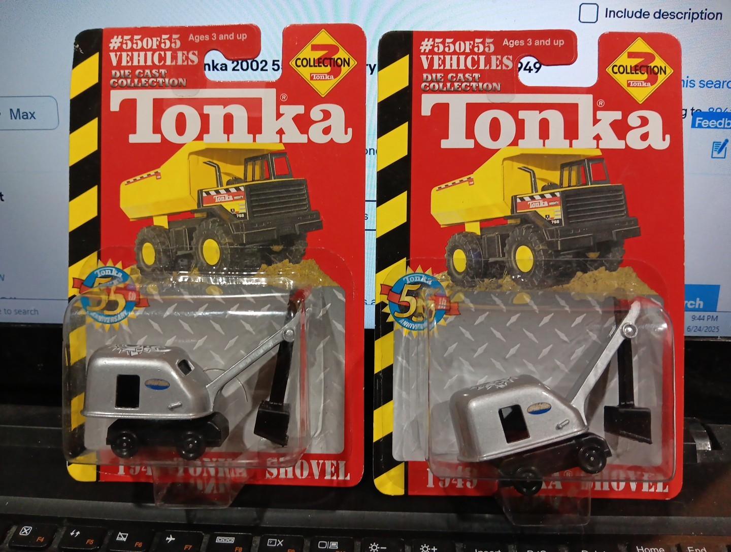 TONKA 2002 EDITION 55TH ANNIVERSARY COLLECTORS 1949 TONKA SHOVEL. LOT OF 2