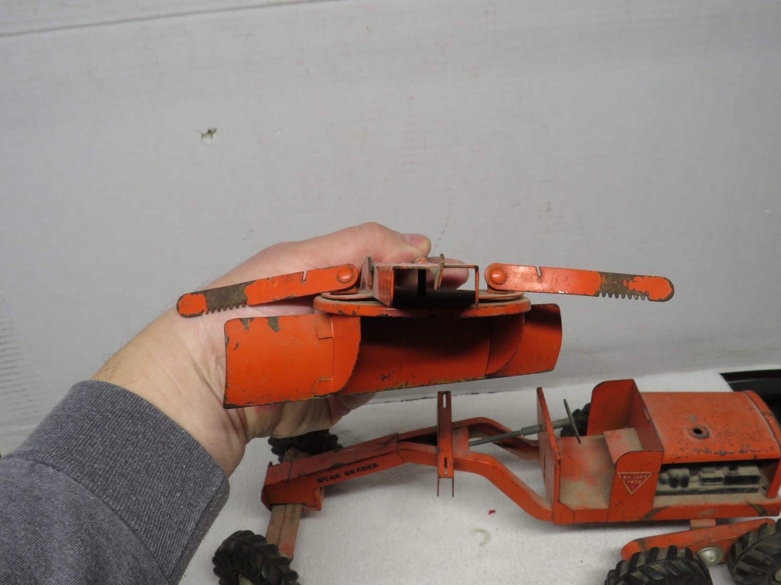 Vintage 1950’s Orange Nylint Toys Road Grader Pressed Steel Construction Vehicle