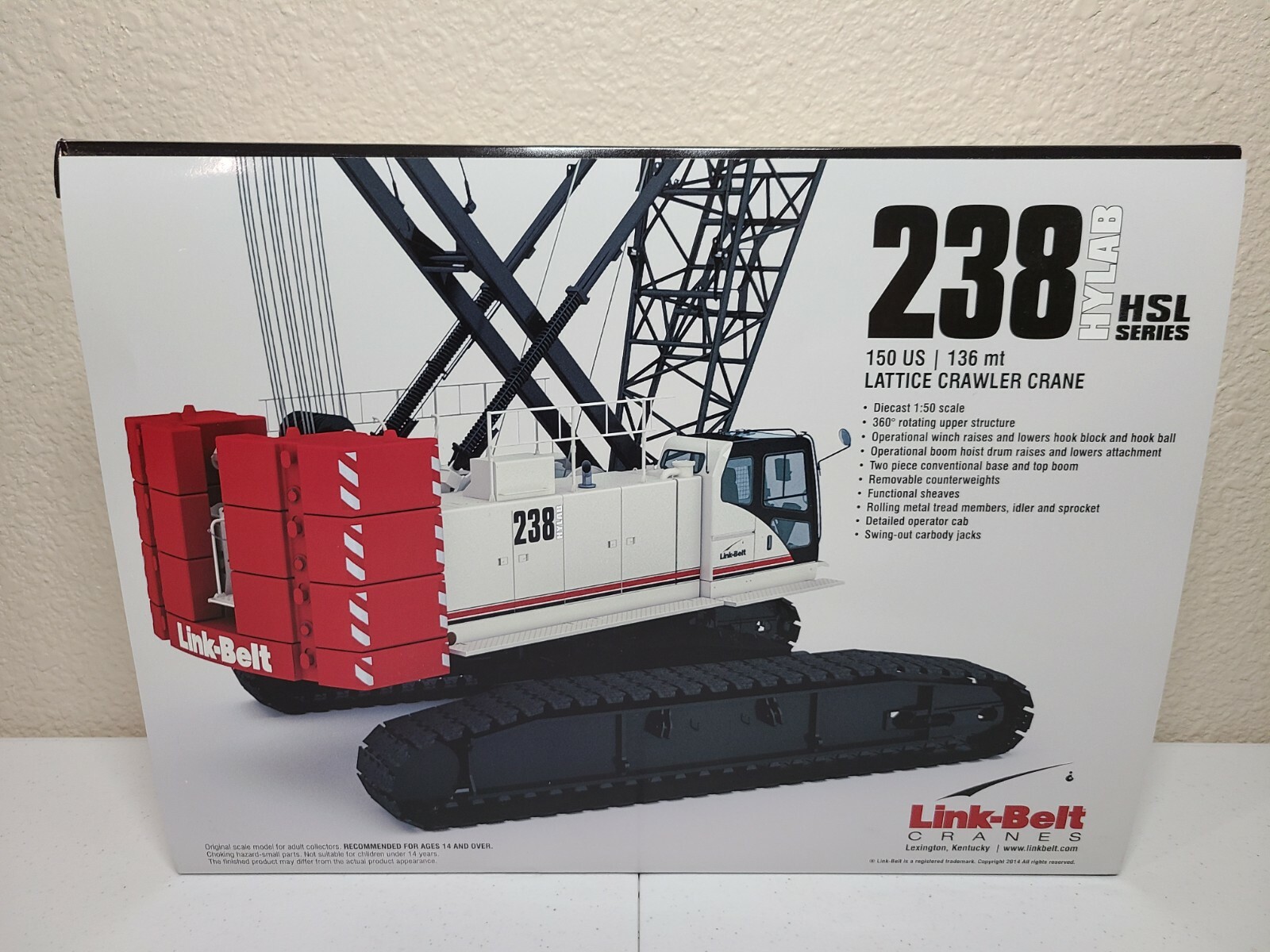 Link-Belt 238HSL Crawler Crane Replicars 1:50 Scale Diecast Model #LB128700 New