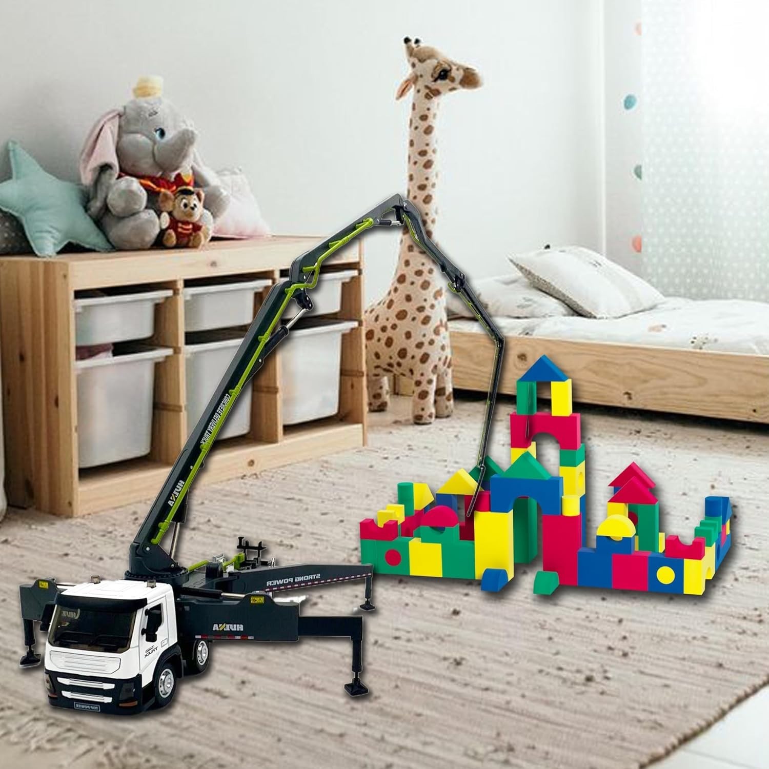 Concrete Pump Truck Construction Vehicles Toys,1:50 Scale Diecast Site Concre…
