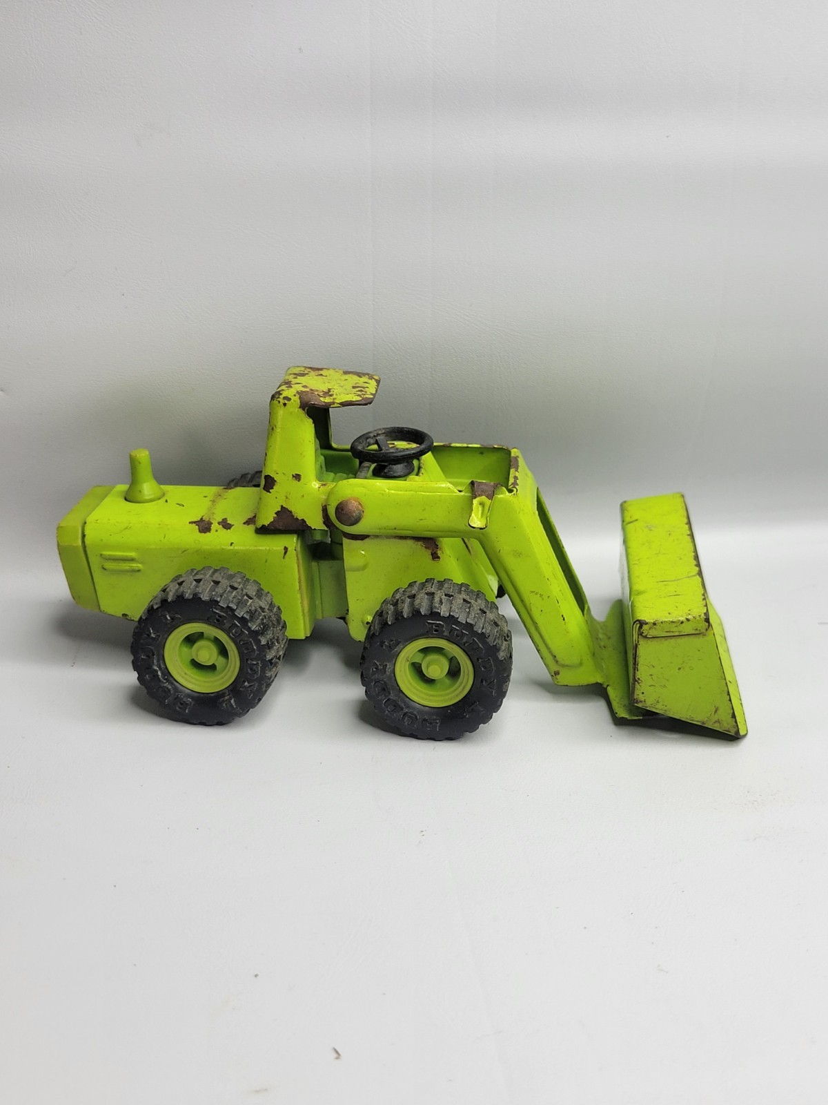 Vintage Buddy L Green Metal Front End Bucket Loader Farm Tractor Toy Truck