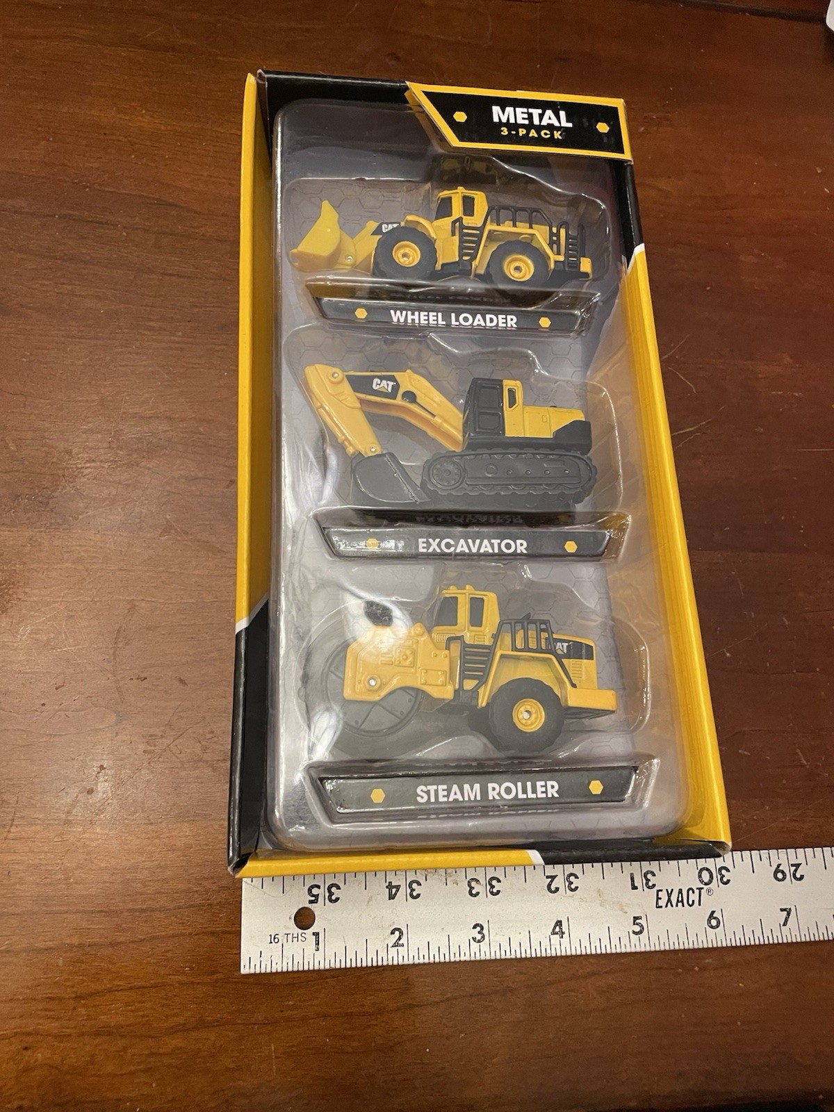 CAT metal and plastic 3 pack wheel loader,excavater, steam roller NIB