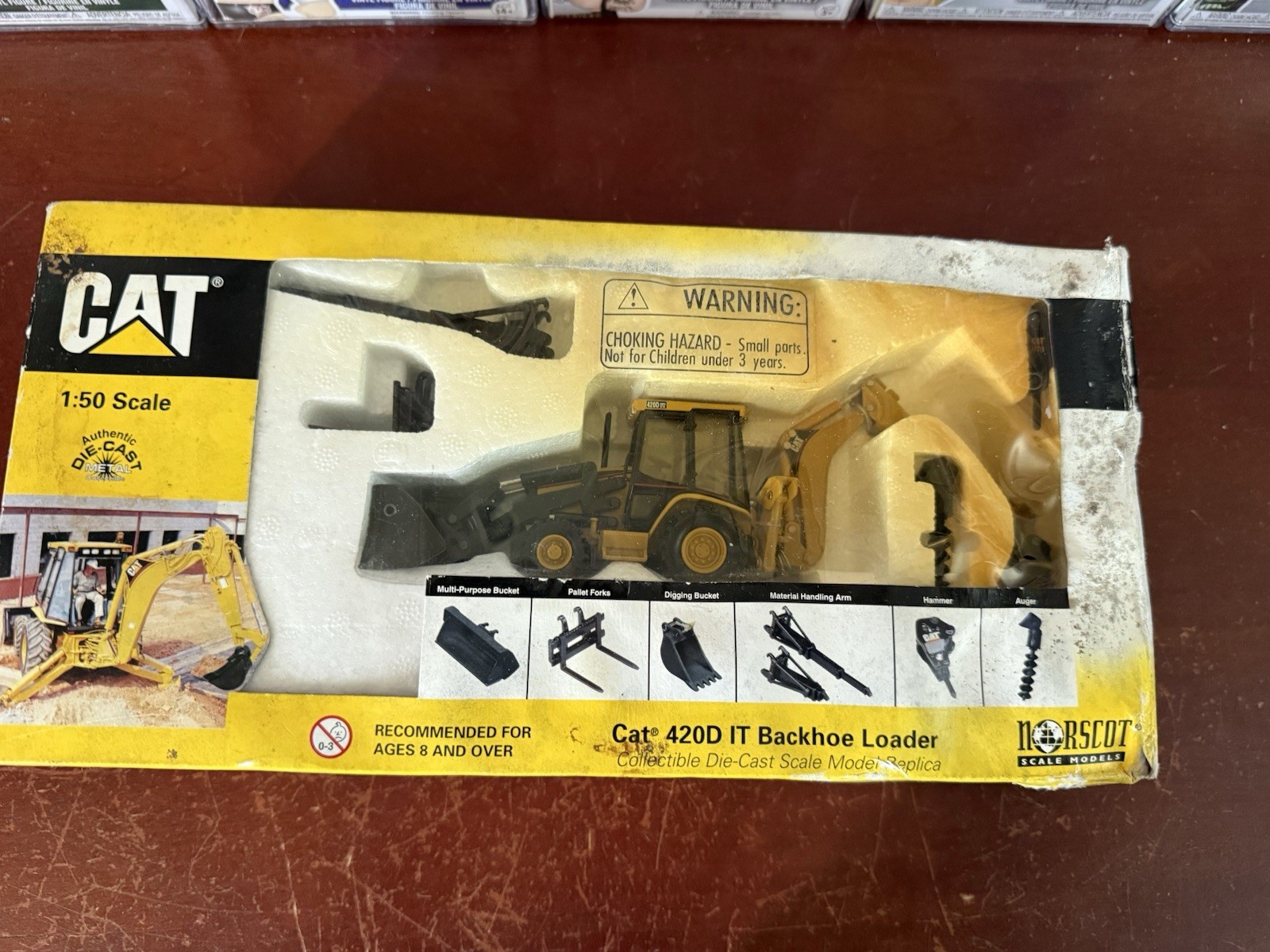Toy Is New, Box Terrible Condition – CAT 420D IT Backhoe Loader 1:50