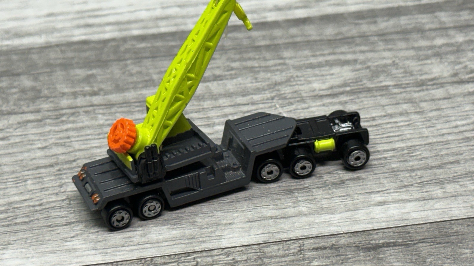 CRANE with SEMI TRUCK Micro Machines Miniature Neon Yellow Missing Truck Cab