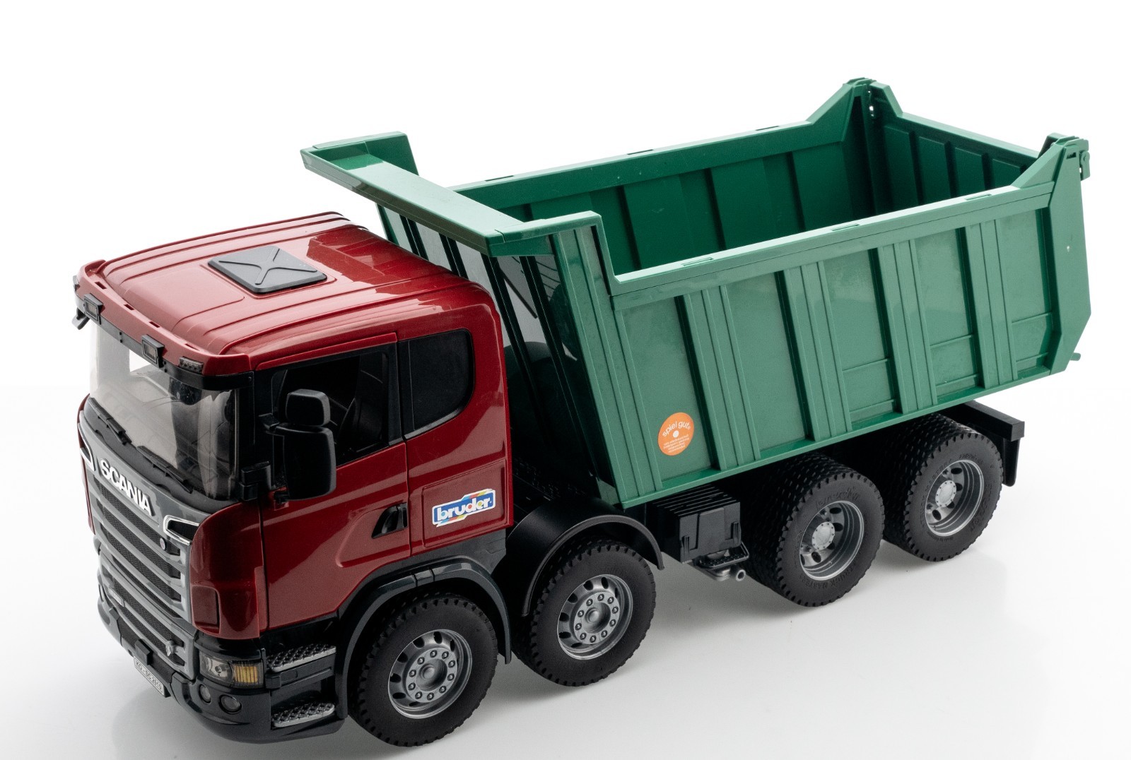 Bruder 2009/2010 Scania Green & Red R-Series Dump Truck 03550 20x7x9″ 1:16 USED
