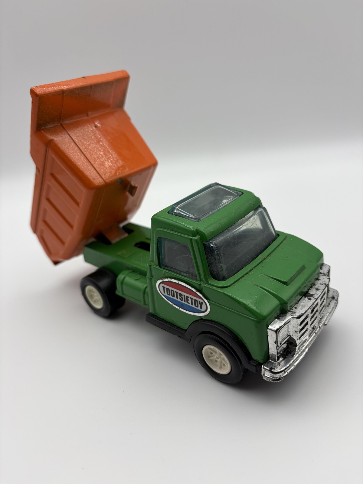 Tootsietoy Green Orange Dump Truck Diecast Toy Mini Construction Vehicle USA