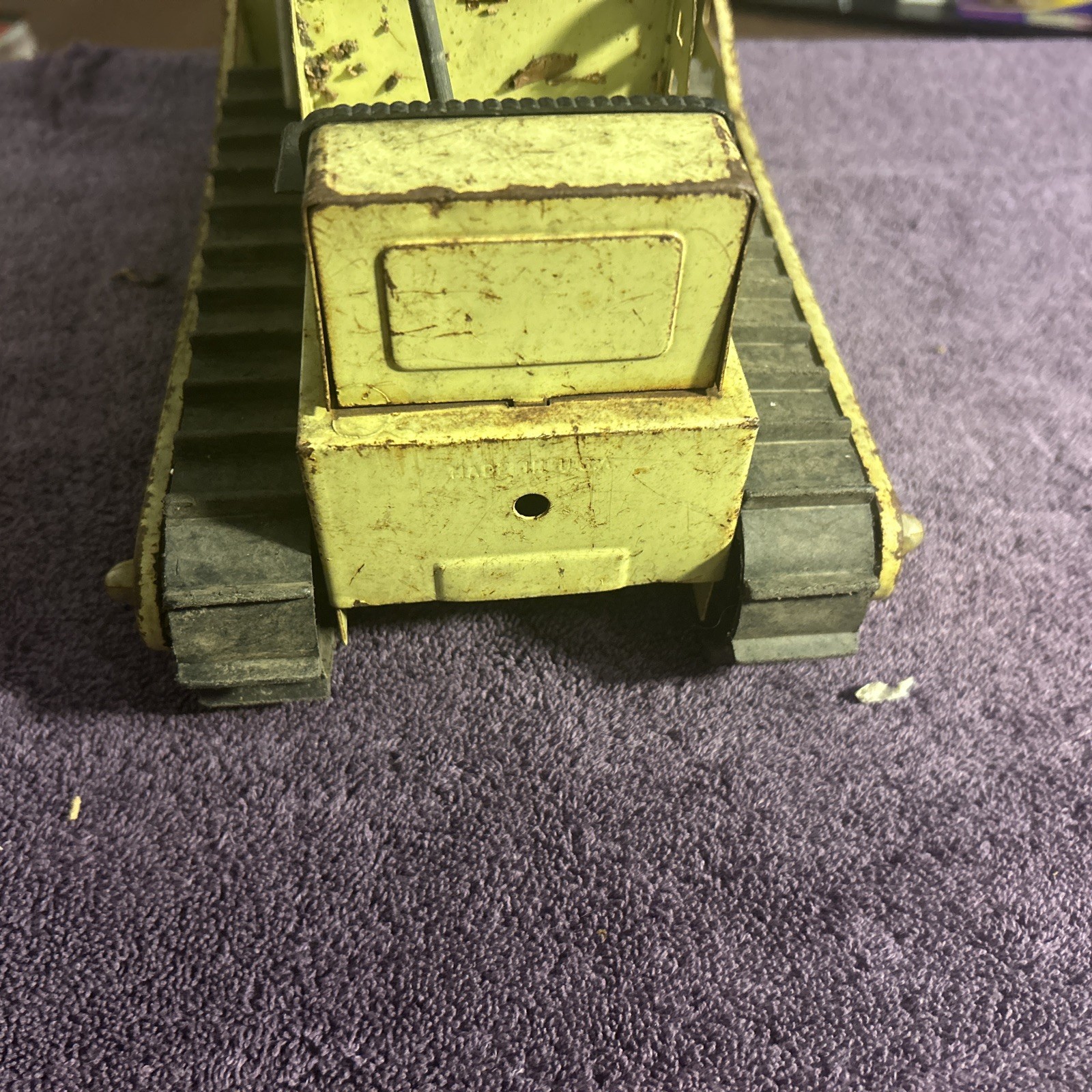 Vintage Structo Construction Company Metal Green Dozer Bulldozer Toy 12”