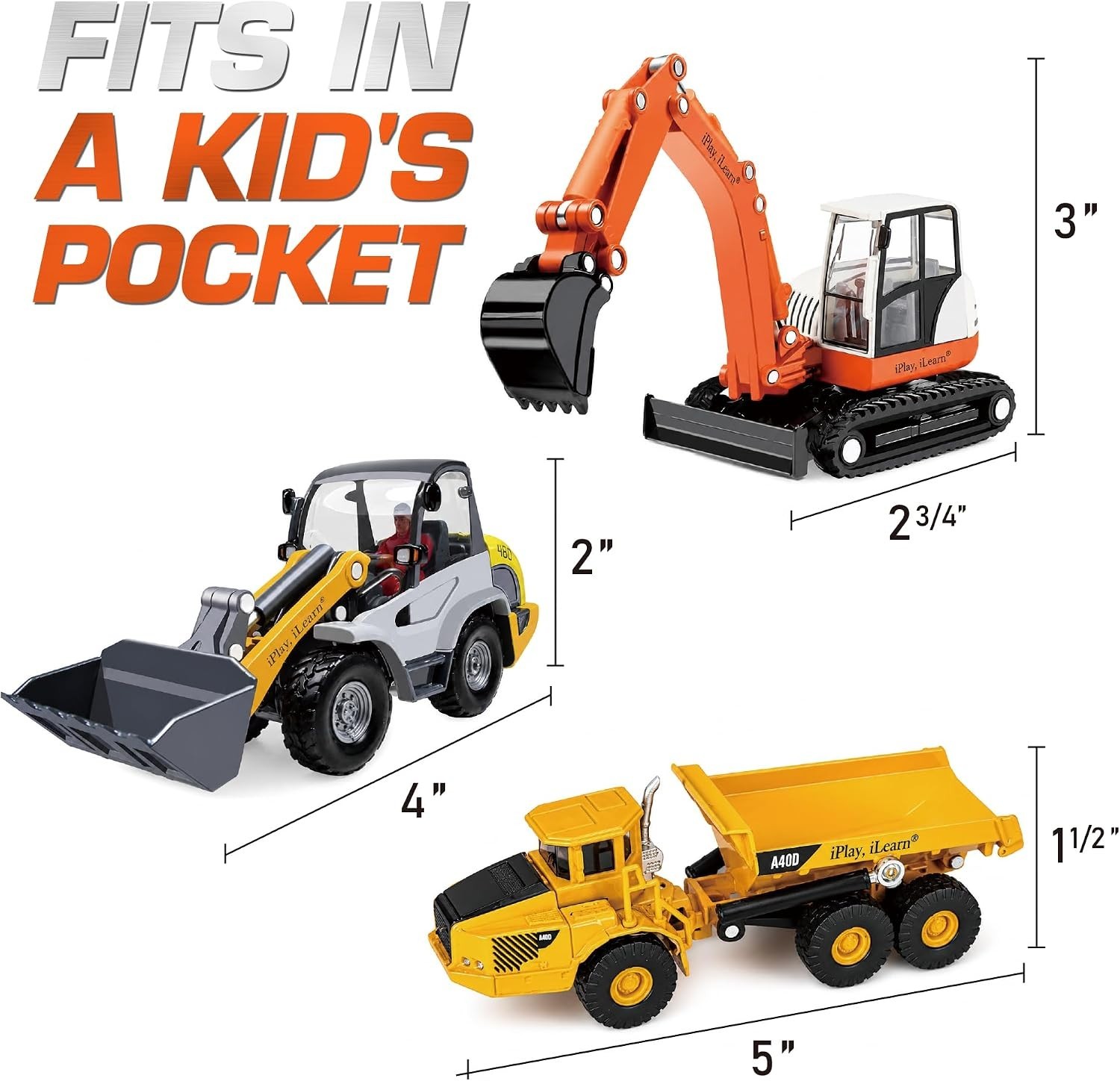Heavy Duty Construction Site Playset Metal Dump Truck Digger Kids Diecast