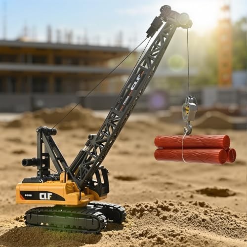 Crawler Crane Toy Truck with Rotating Arm, Lights & Workbench – Ages 4-7