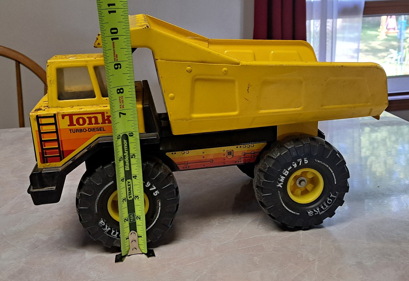 Vintage Mighty Tonka Toys Yellow Metal Turbo Diesel Dump Truck XMB-975 Steel Toy