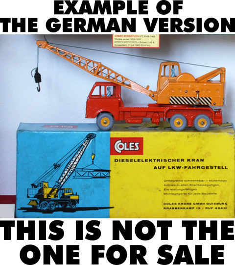 VINTAGE DINKY SUPERTOYS 20 TON LORRY-MOUNTED CRANE GERMAN #972 ENGLAND COMPLETE