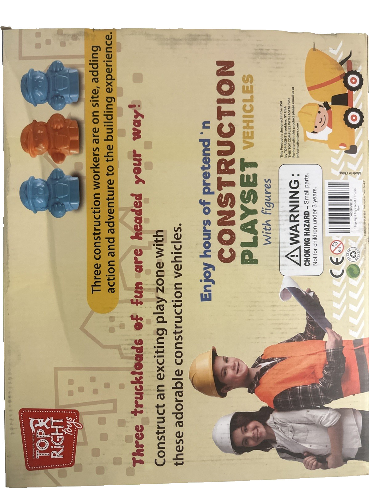 Construction Trucks Toy Set for Toddler Boys 3 Piece Small Toy Car Vehicles