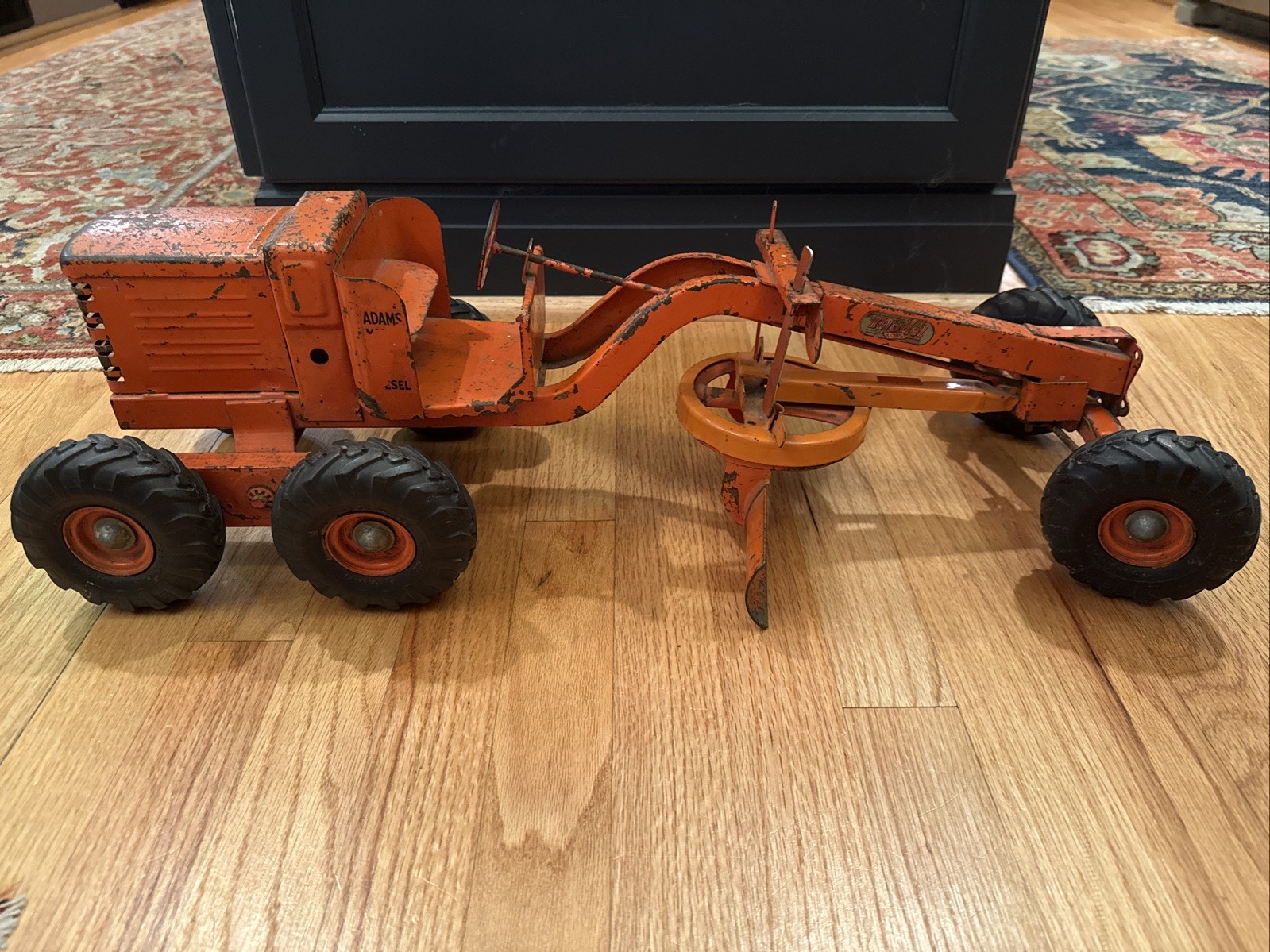 Vintage 1949 DOEPKE Adams Motor Road Grader Pressed Steel Model Diesel Orange