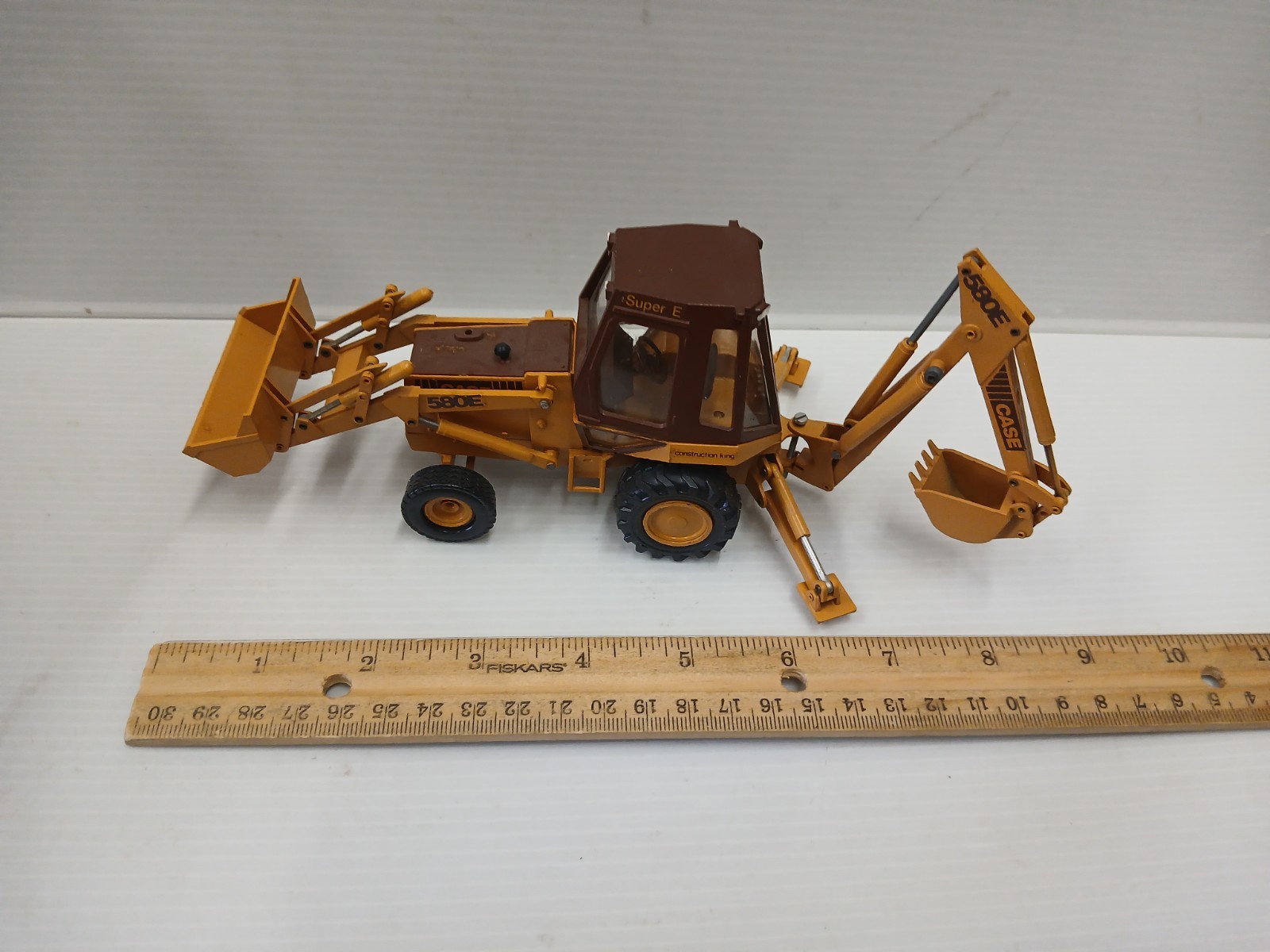 Case 580E Super E Backhoe DieCast Conrad 1:35 Made in W. Germany Vintage