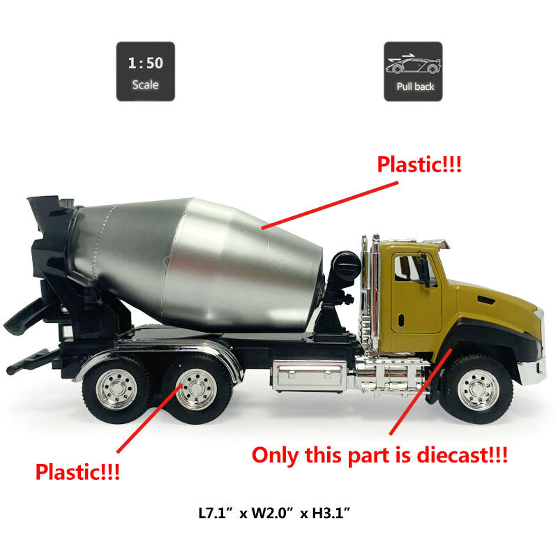1:50 Cement Mixer Toy Truck Construction Vehicle Diecast Toy Car for Boys Kids