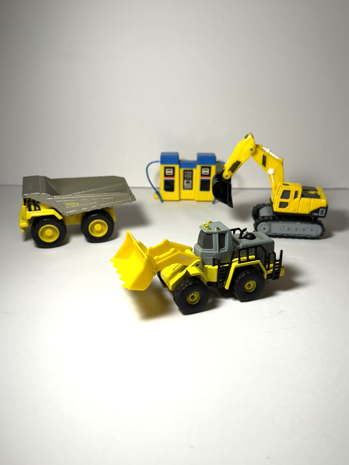 Set of 4 Funrise Hasbro Tonka Trucks – Dump Truck/Backhoe/Frontend Loader – 2012