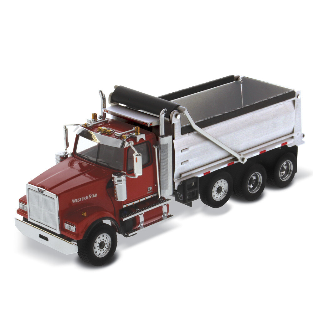 Diecast Masters 71067 Western Star 4900 3-Axle SF Dump Truck Red/Silver 1/50 MB