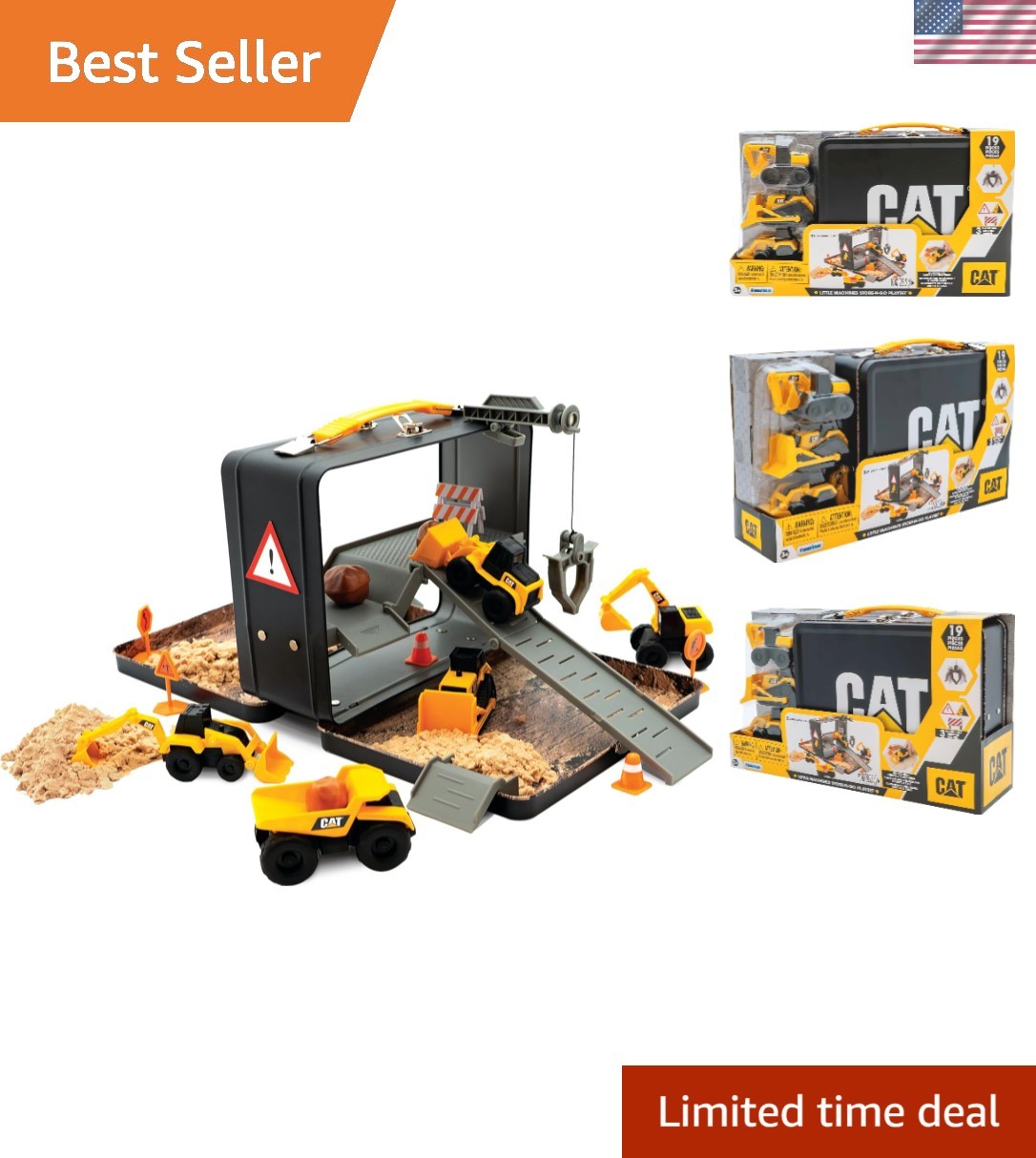 CAT Store N Go Playset: Durable Metal Toy set with 5 Vehicles & 10+ Accessories