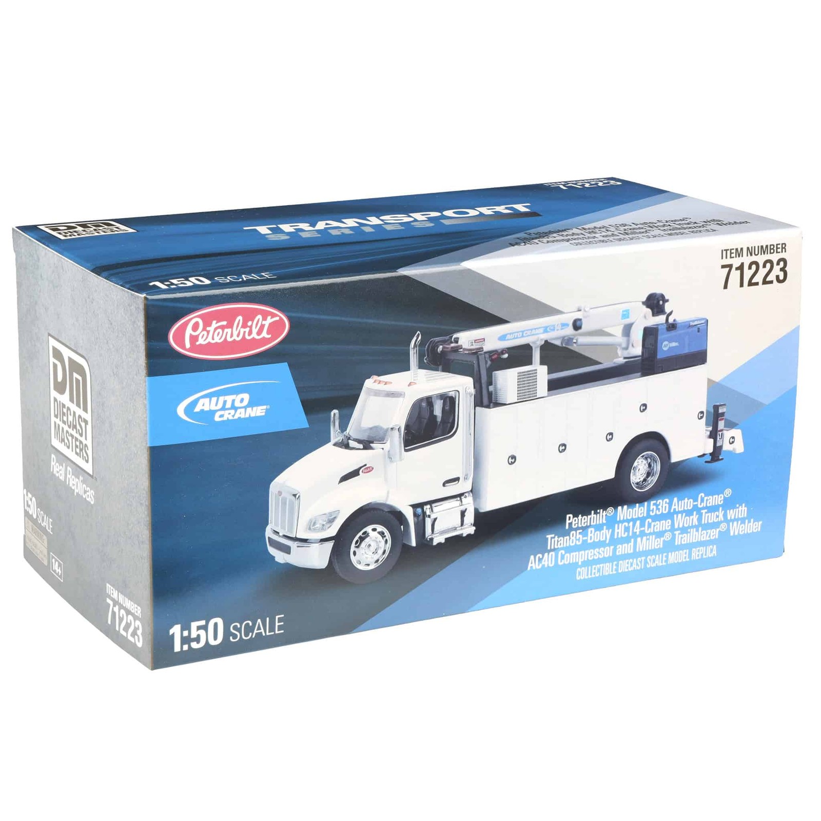 Diecast Masters 1/50 White Peterbilt 536 Auto-Crane Work Service Truck 71223