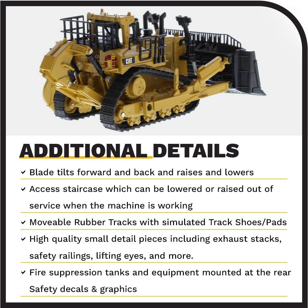 Diecast Masters 1:64 Scale Caterpillar D11 Dozer with 2 Blades and Yellow