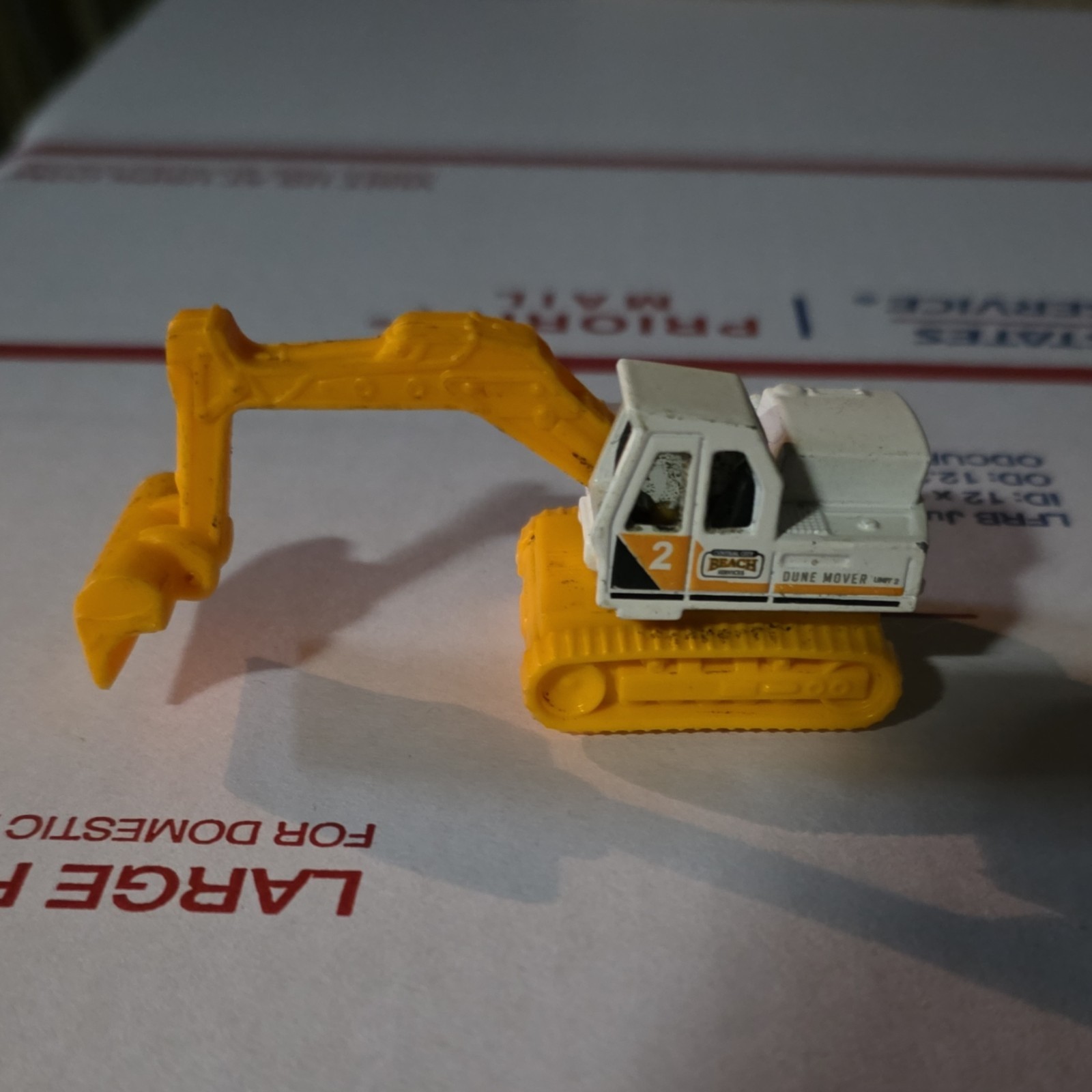 Matchbox Beach Excavator 1:75 Diecast Yellow White 1986 Matchbox 1-75 Series