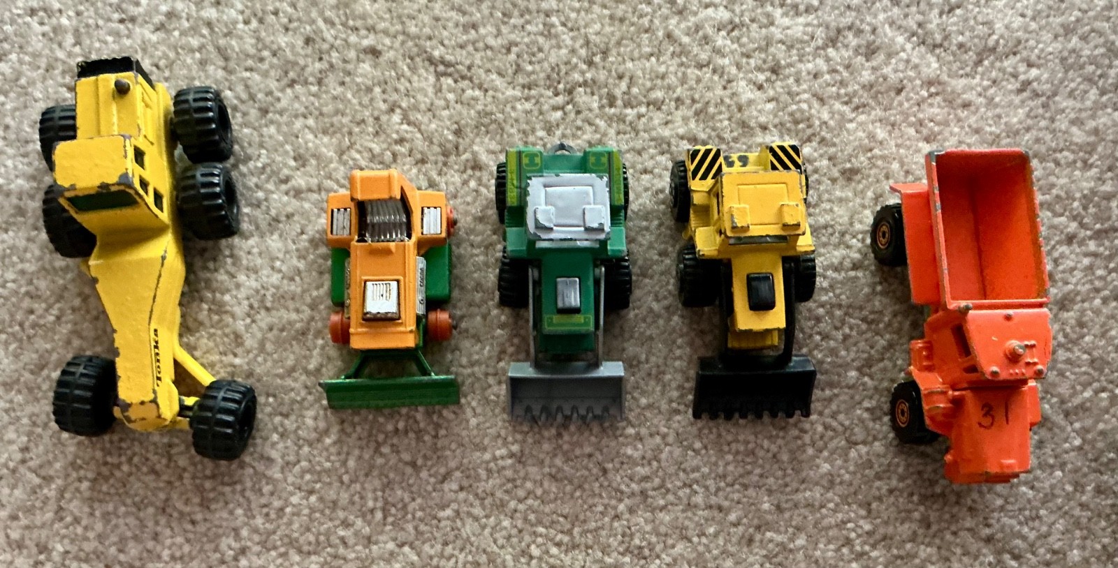 Vintage Diecast Construction Zone Lot of 12 Vehicles from 70’s to Early 2000’s