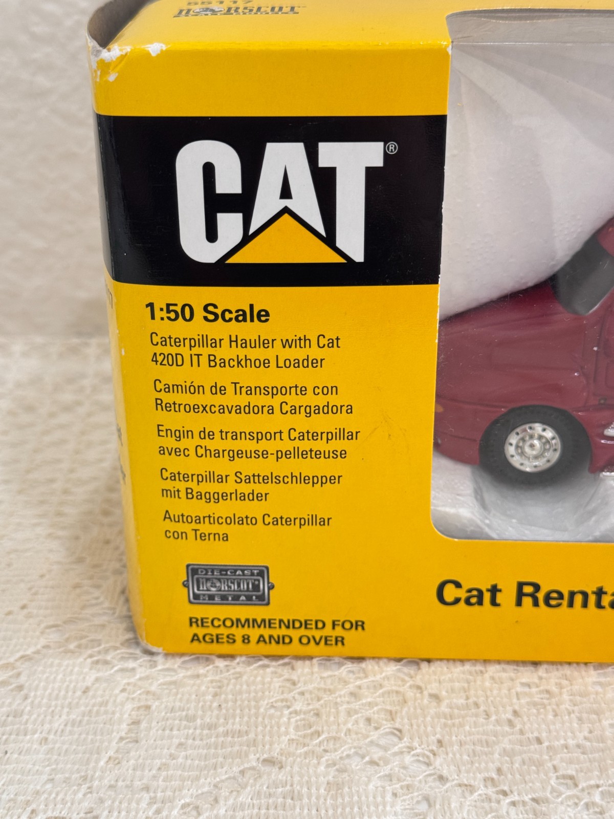 1/50 CAT Rental Flatbed Hauler Truck w 420D IT Backhoe Loader Norscot Diecast