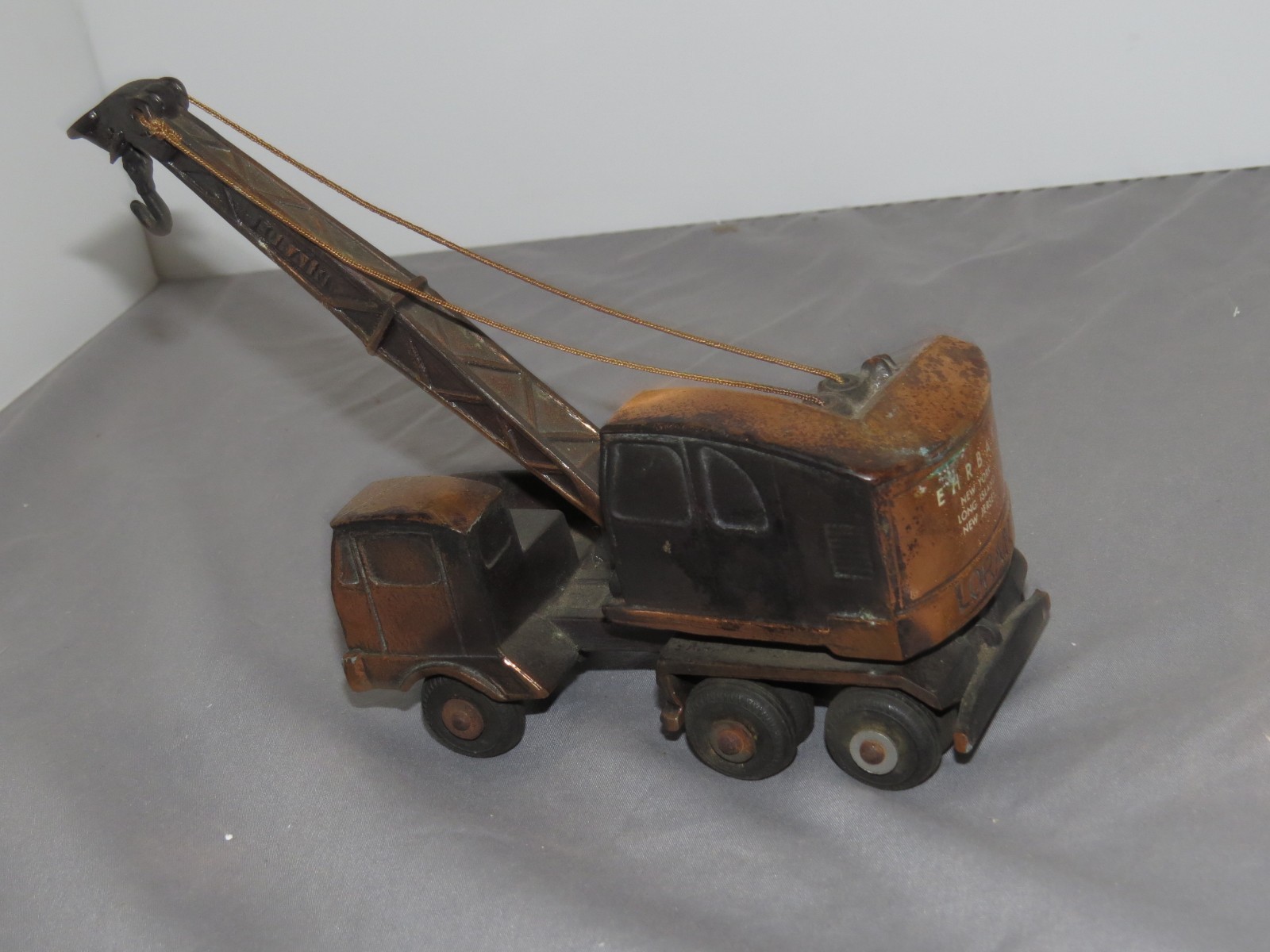 Vintage LORAIN Mobile Crane Truck BRASS Toy Paperweight EHRBAR New York Cast