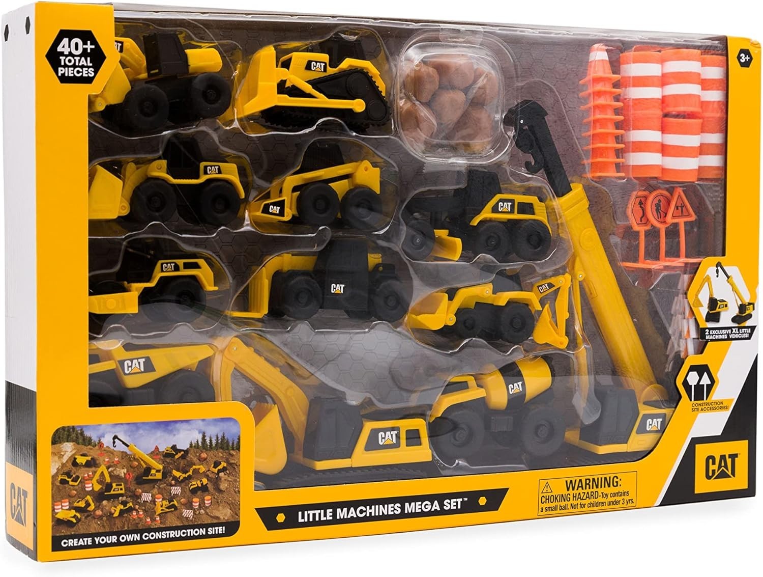 Complete 41-Piece CAT Construction Set with XL Crane, Excavator & Vehicles