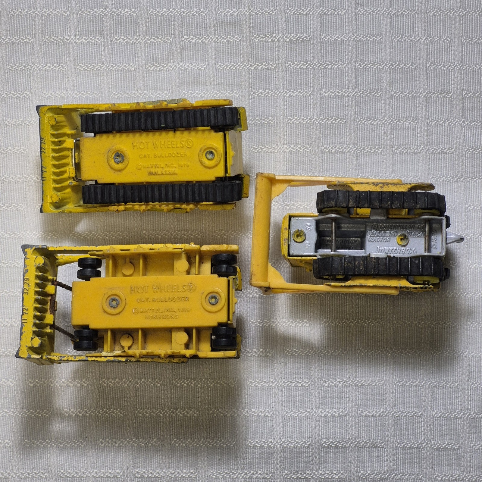 2 Vintage 1979 Hot Wheels Bulldozers + Matchbox Caterpillar 1970s Nostalgic Toys