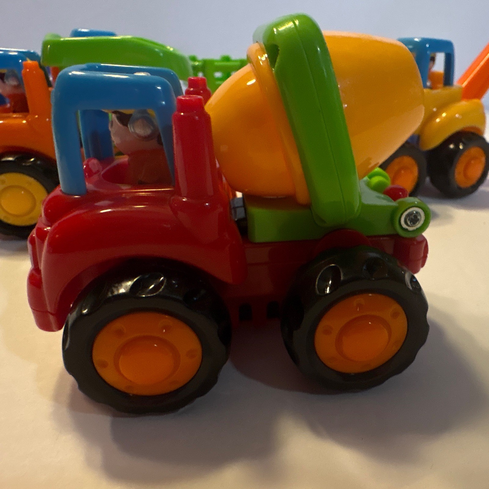 4pc Con. Vehicle Toy Lot DumpTruck Excavator Mixer Loader. All in working order