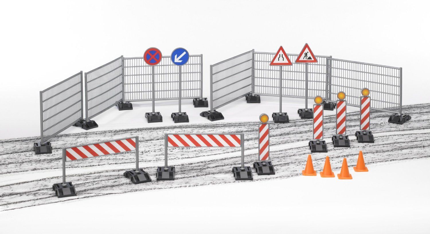 Bruder #62007 Construction Set: Railings Site Signs and Pylons -New-Factory Se