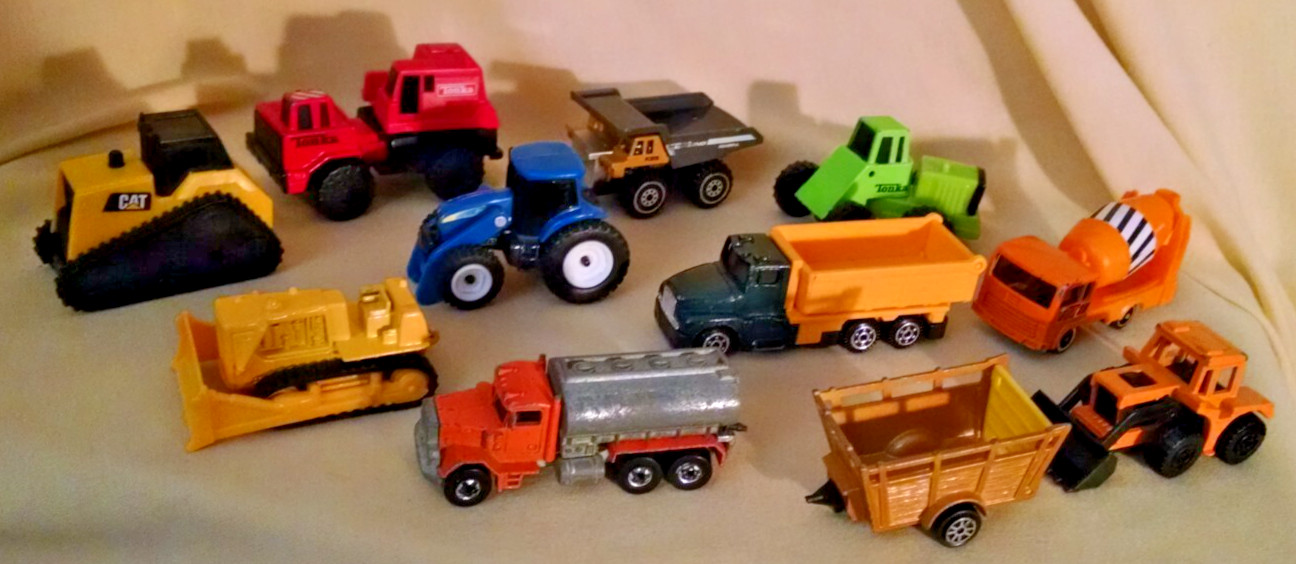 CONSTRUCTION VEHICLE LOT PETERBILT TONKA CAT KONG K25 DUMP TRUCK BULLDOZER CRANE