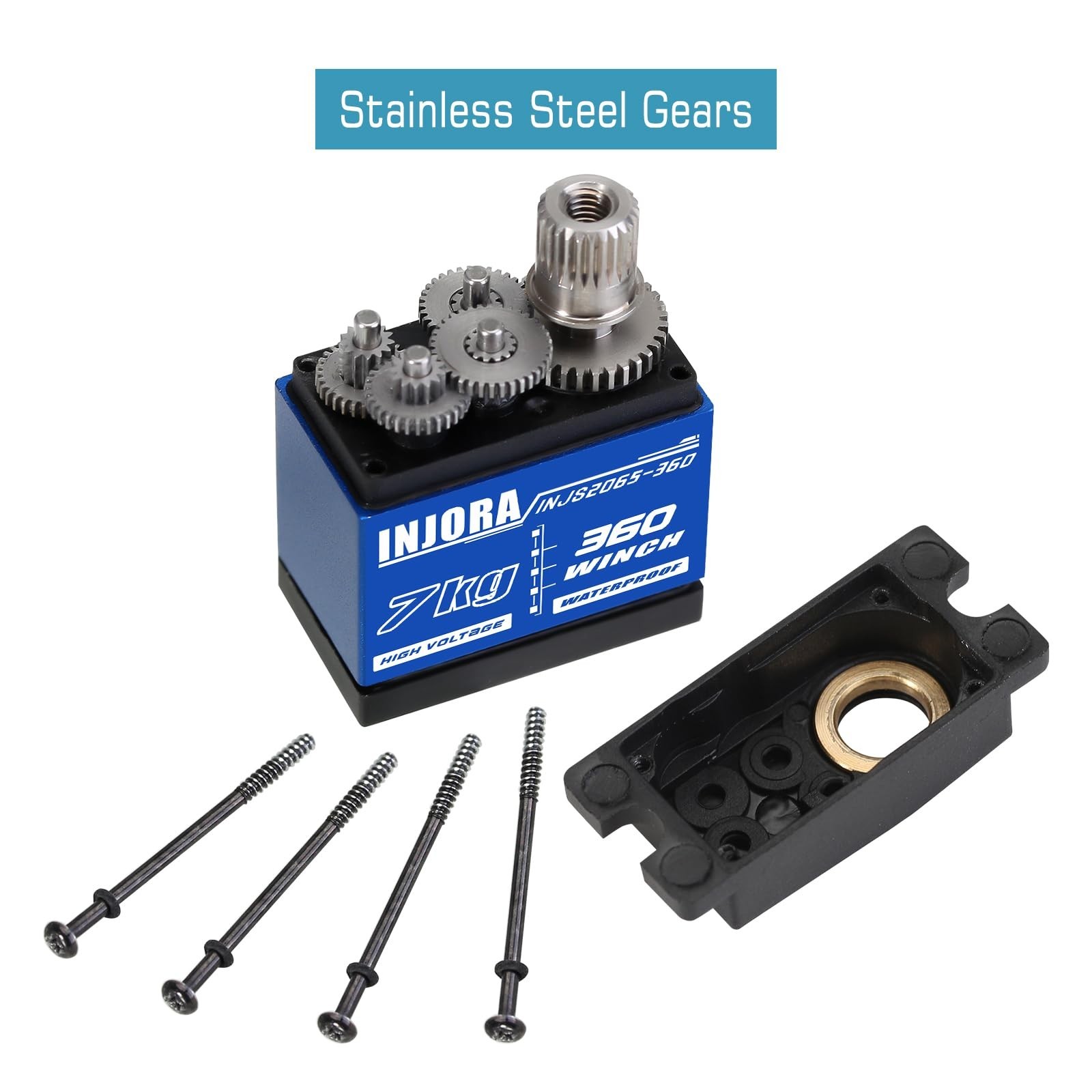 INJORA Tow Truck Crane Kit & 7KG INJS2065-360 Winch Servo for 1/24 SCX24(Black