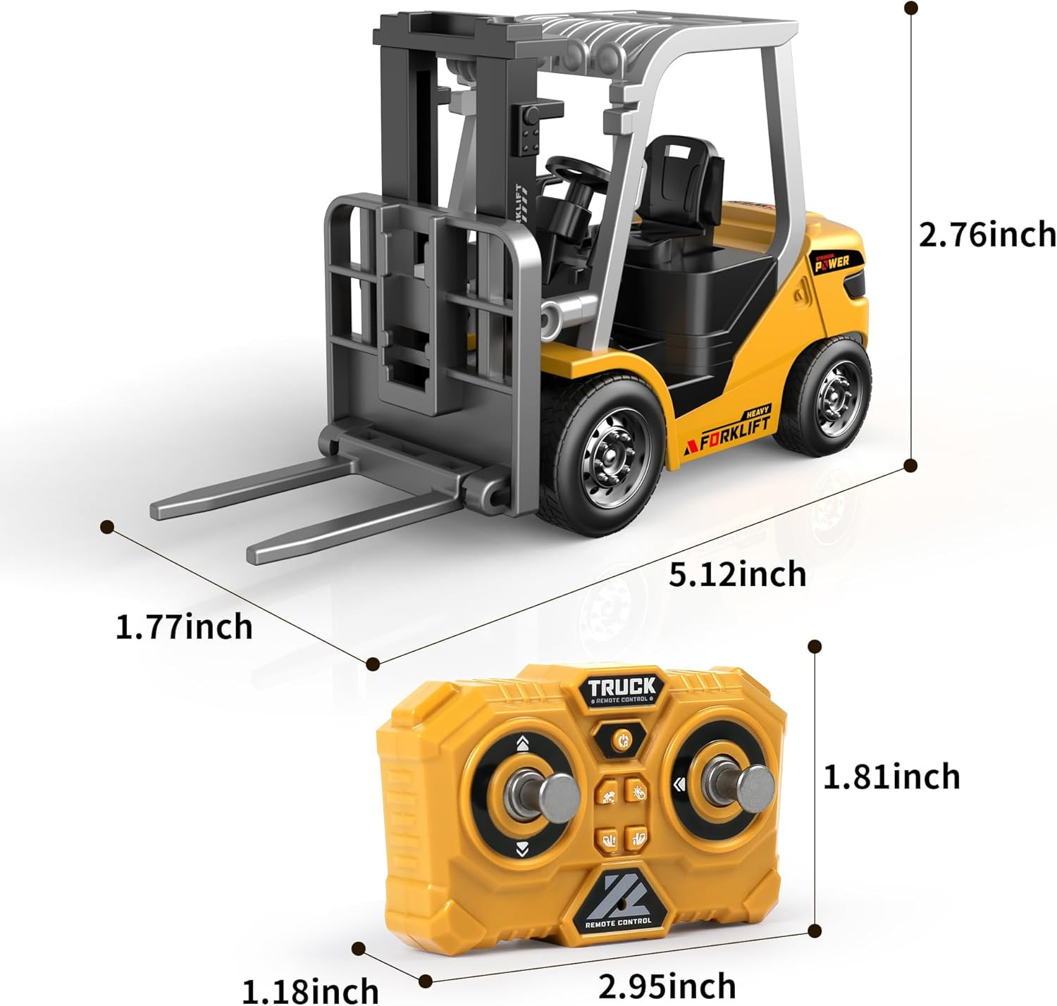 Mini 1/64 RC Forklift Toy, Remote Control Forklift Truck, 2 in 1 Transformable L