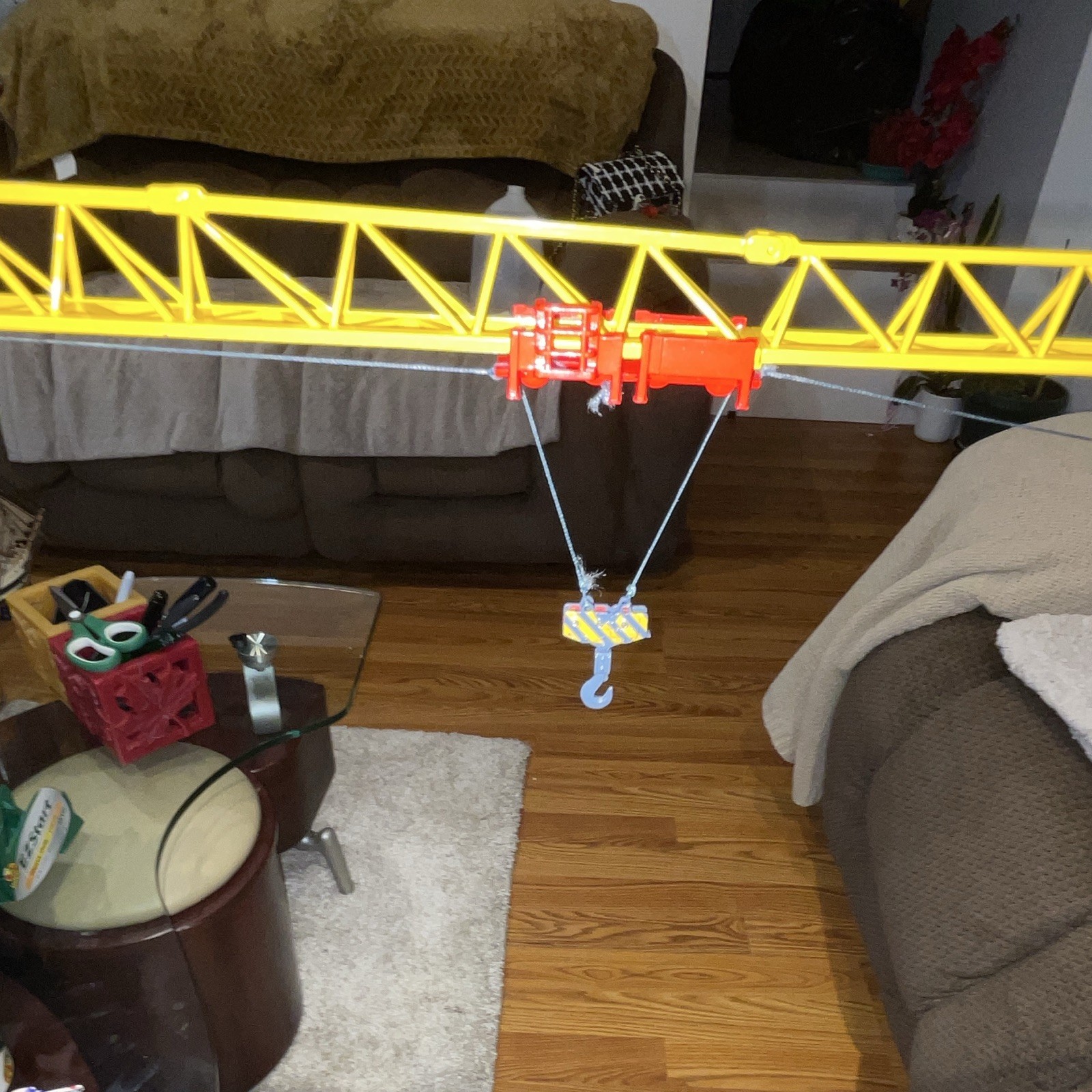 XCMG Tower Crane Diecast Construction Model 1:50 Yellow Gray w/ Hook Base