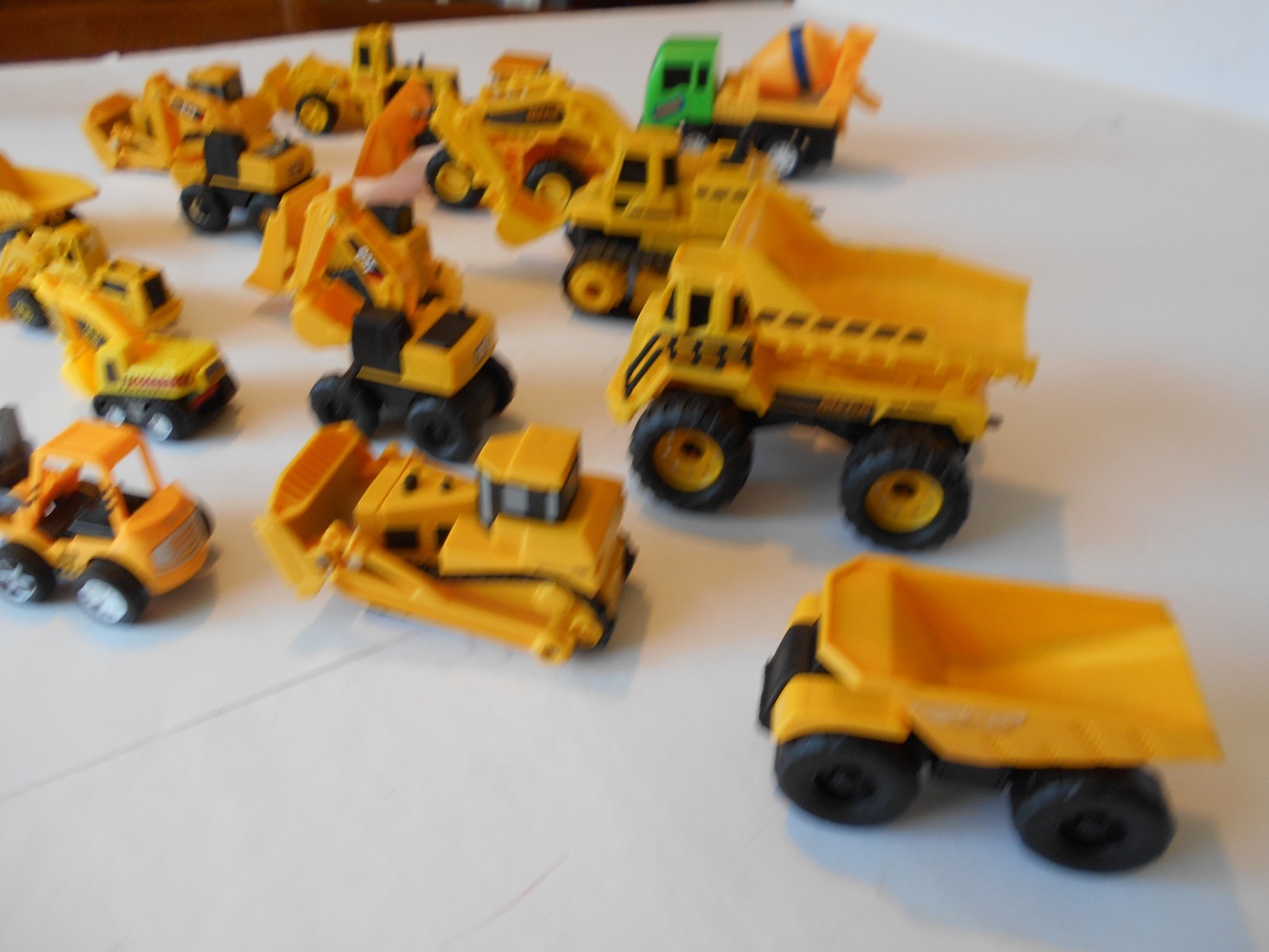 Lot of 15 Vintage Small Mostly Plastic Construction Vehicles, Various Scales